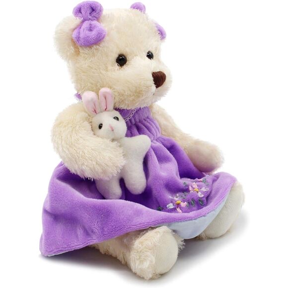 10" Oitscute Purple Small Teddy Bear with Cloth Stuffed Animal Soft Plush Toy - Picture 3 of 5